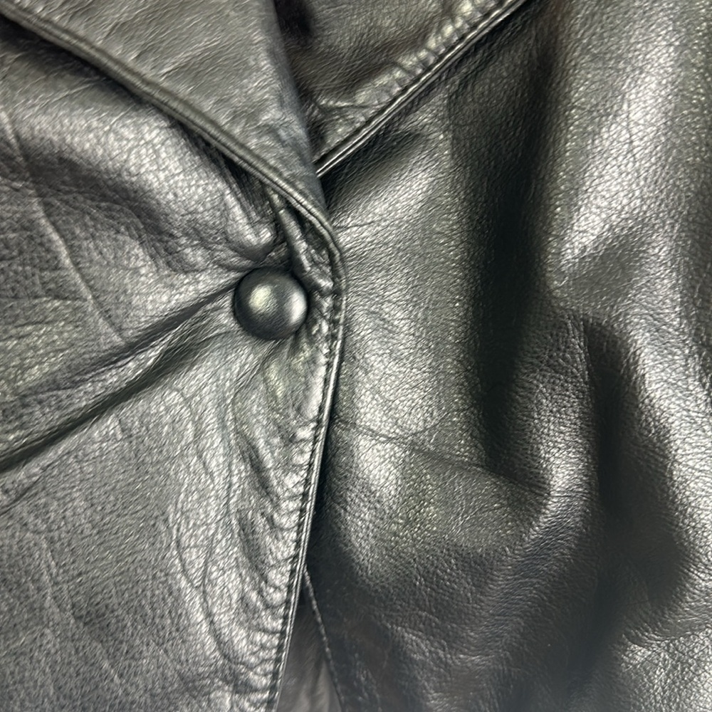 Womens Vintage 80’s Chia Soft Leather Moto Jacket Large Lined Black Coat Glamour - Picture 9 of 16